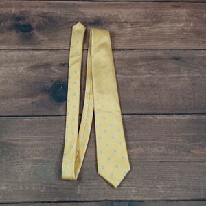 Canali 1934 Mens Gold Silk Geometric Square Pattern Necktie Made in Italy